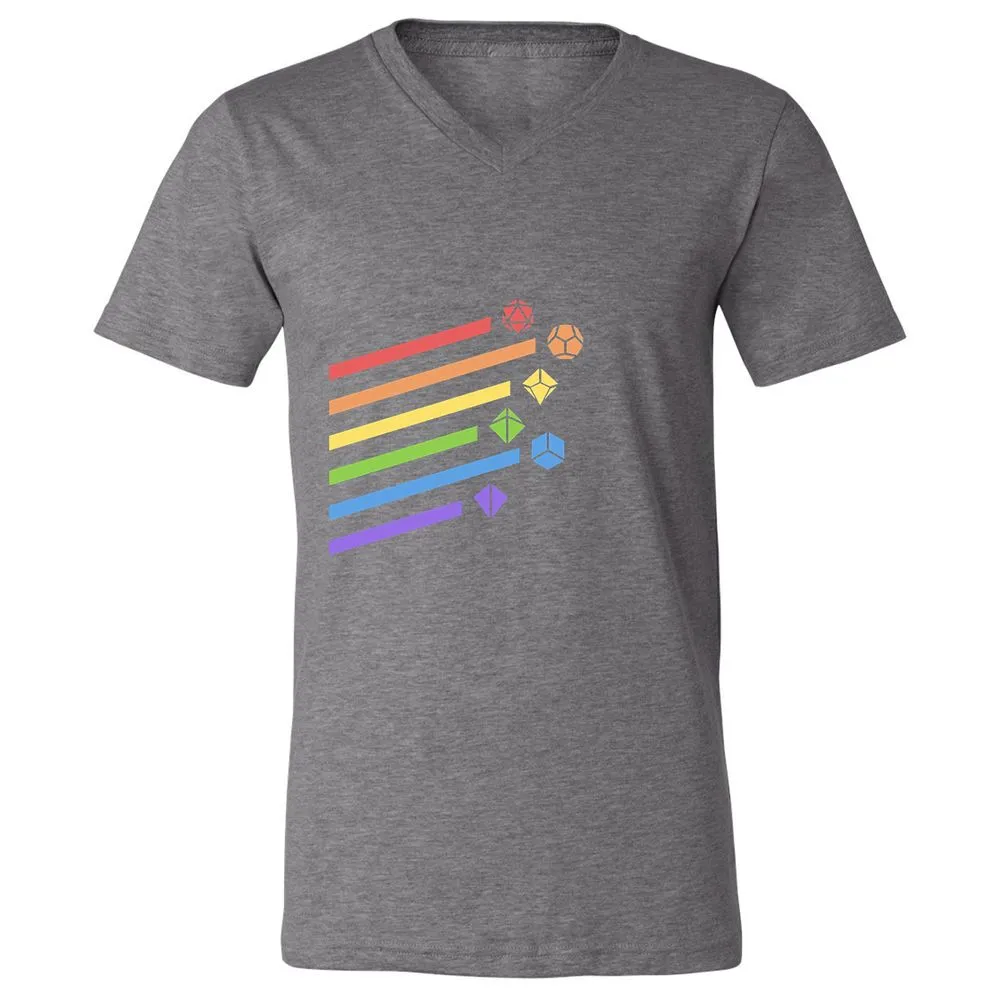 Rainbow Dice Set Unisex V-Neck T-Shirt - Deep Heather - 13