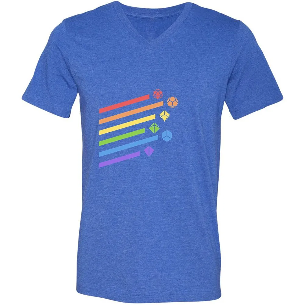 Rainbow Dice Set Unisex V-Neck T-Shirt - Heather True Royal - 14