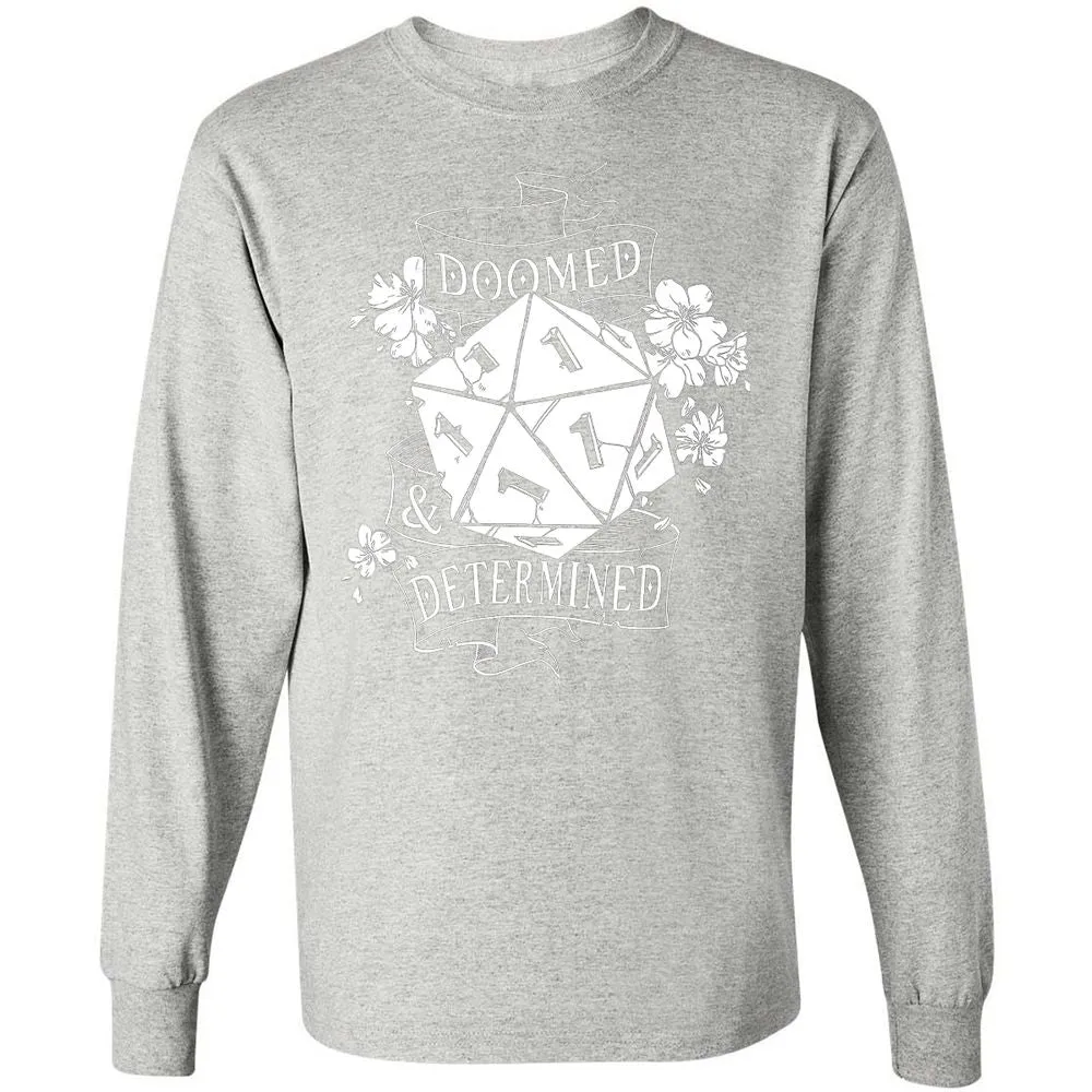 Doomed Determined Long Sleeve T-Shirt - Ash - 7