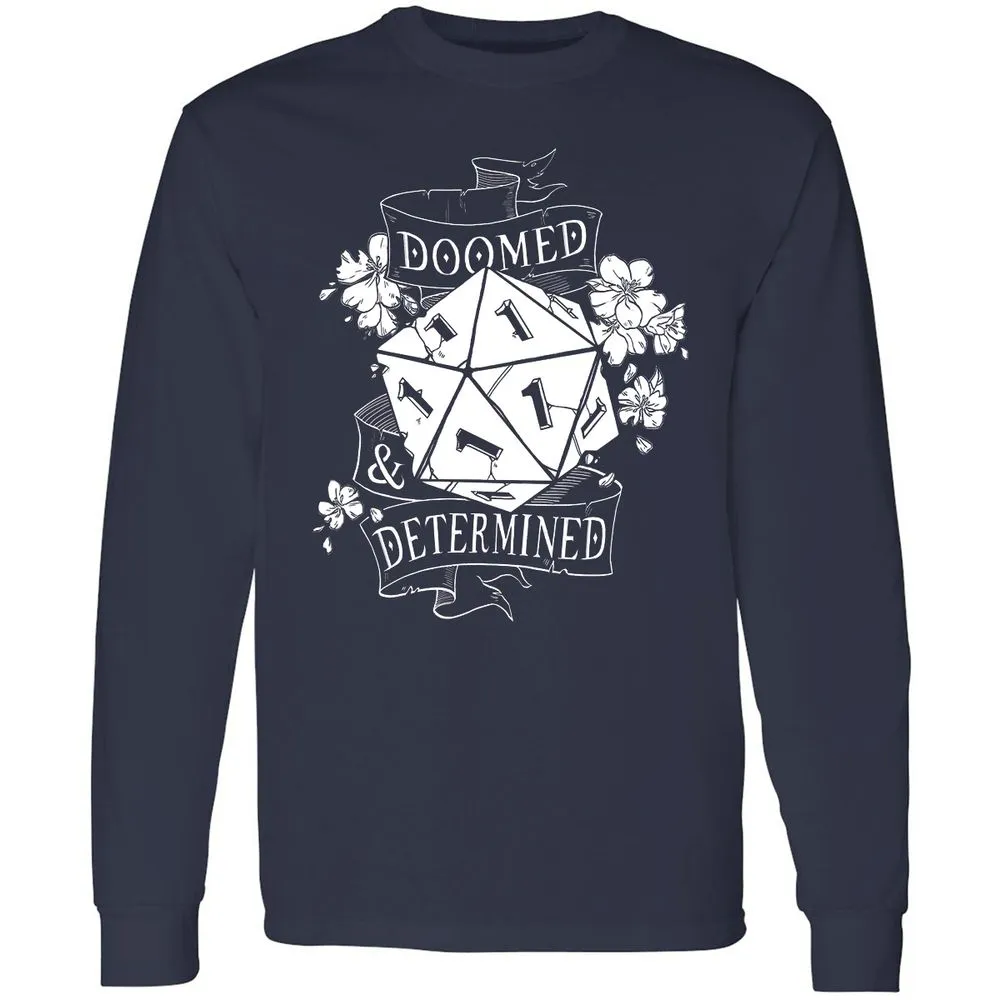 Doomed Determined Long Sleeve T-Shirt - Navy - 2