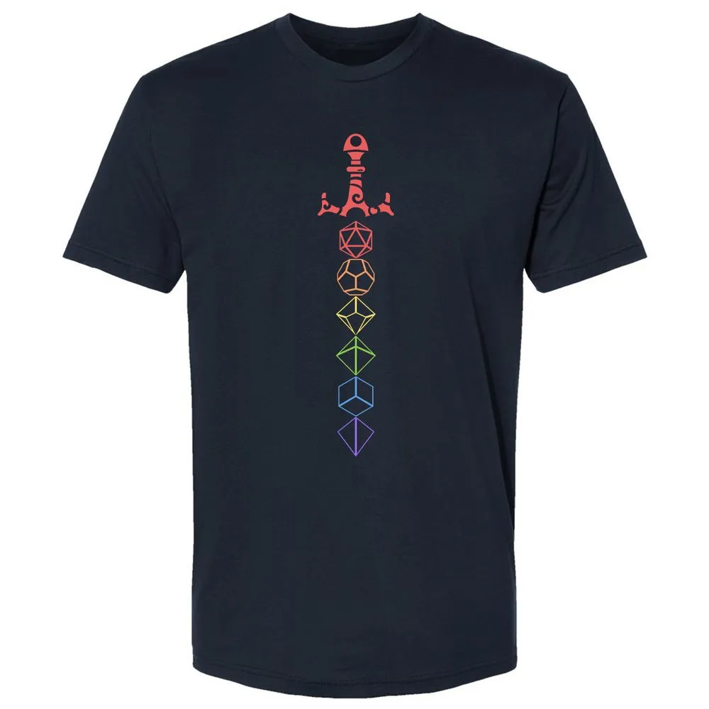 Rainbow Dice Sword LGBT Premium Unisex T-Shirt - Midnight Navy - 2