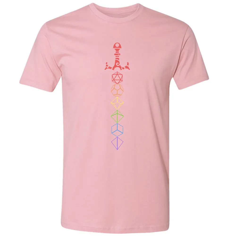 Rainbow Dice Sword LGBT Premium Unisex T-Shirt - Light Pink - 3
