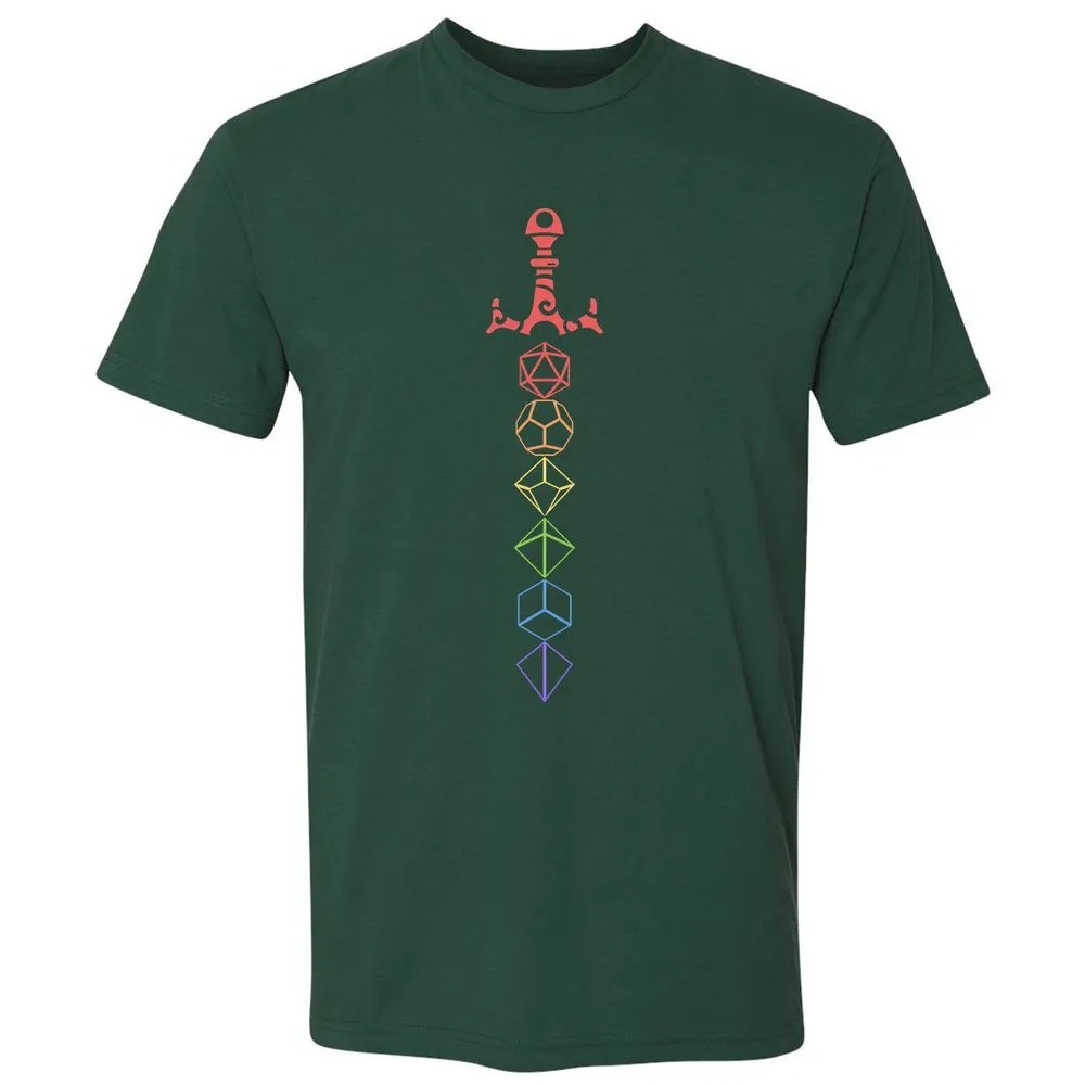 Rainbow Dice Sword LGBT Premium Unisex T-Shirt - Forest Green - 13