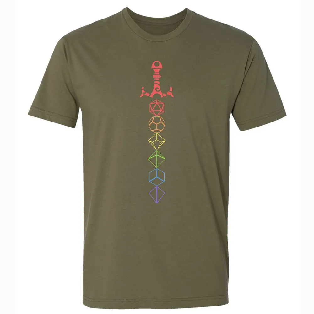 Rainbow Dice Sword LGBT Premium Unisex T-Shirt - Military Green - 5