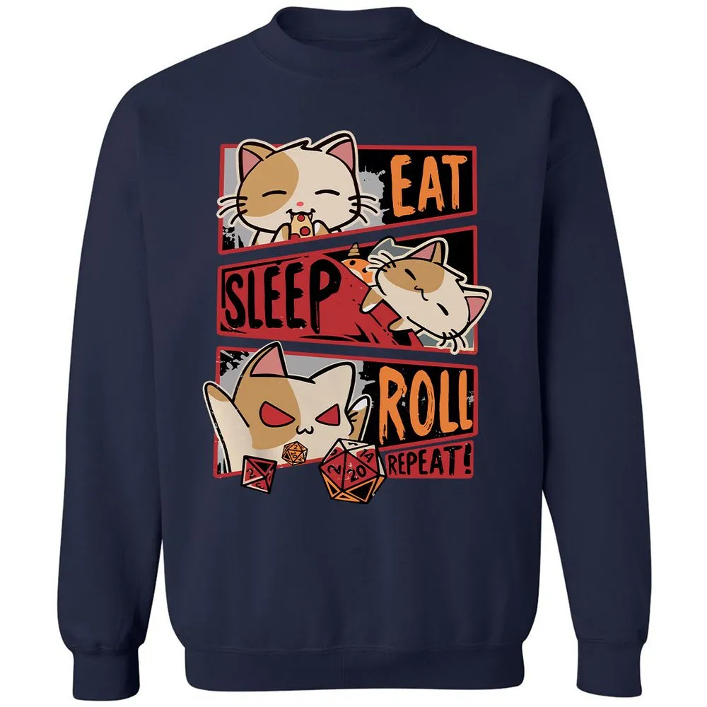 Eat Sleep Roll Repeat Classic Unisex Sweatshirt - Navy - 2