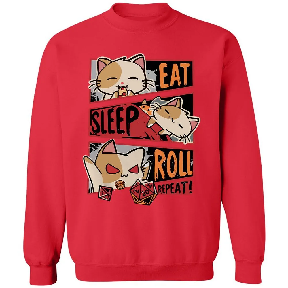 Eat Sleep Roll Repeat Classic Unisex Sweatshirt - Red - 5