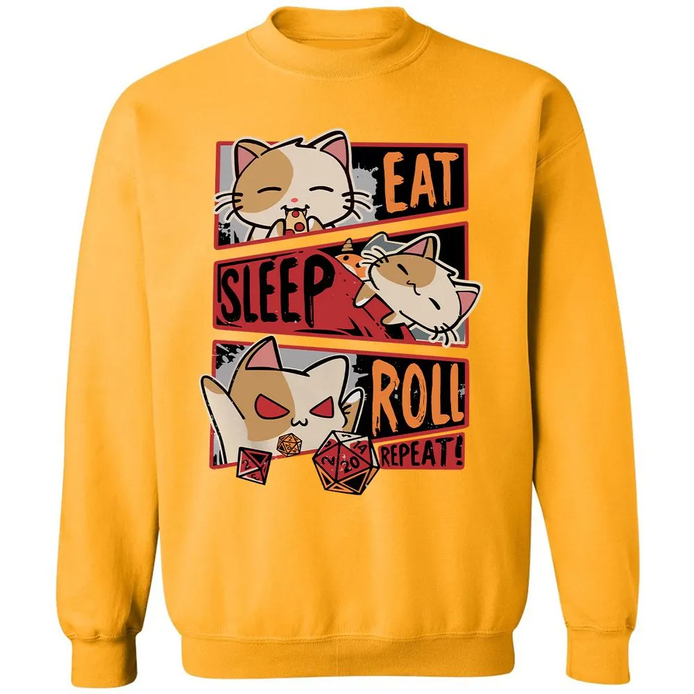 Eat Sleep Roll Repeat Classic Unisex Sweatshirt - Gold - 11