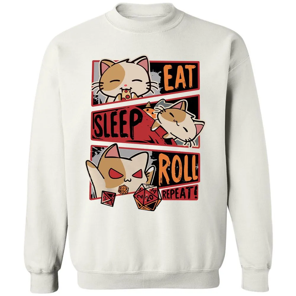 Eat Sleep Roll Repeat Classic Unisex Sweatshirt - White - 12