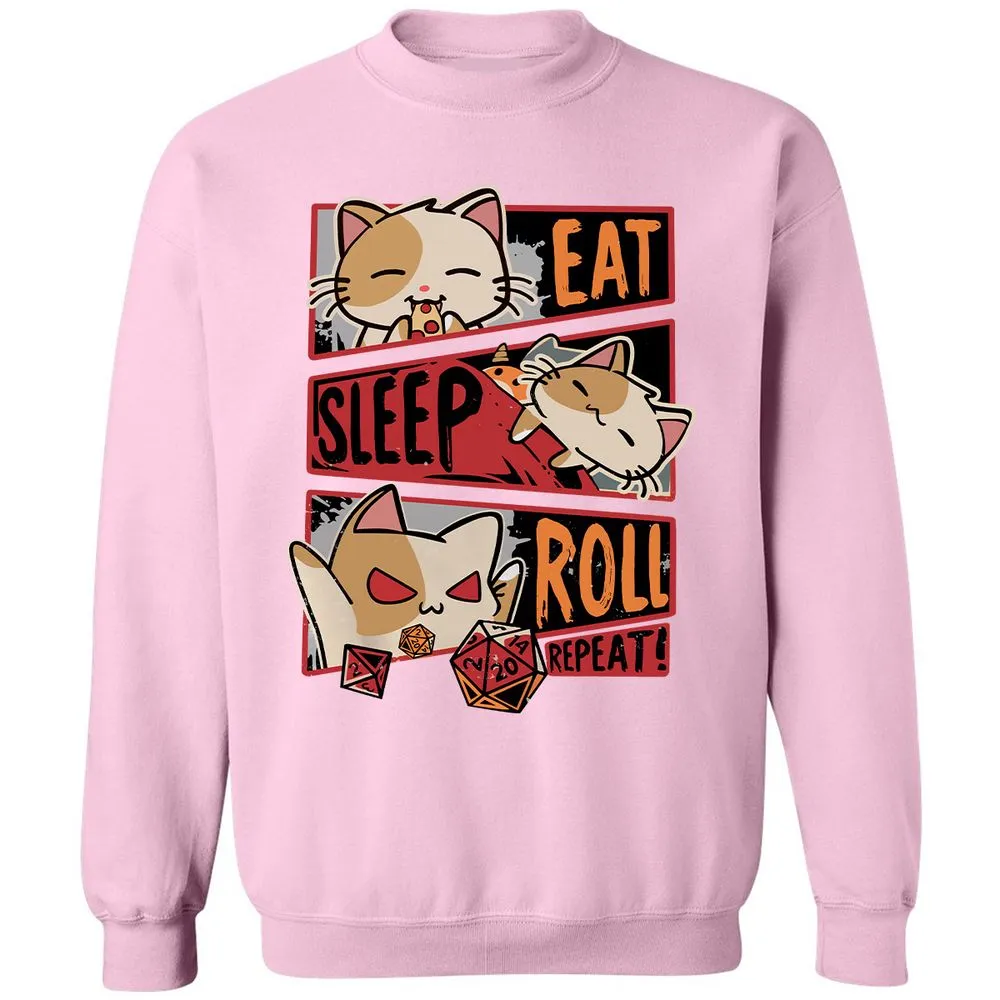 Eat Sleep Roll Repeat Classic Unisex Sweatshirt - Light Pink - 3
