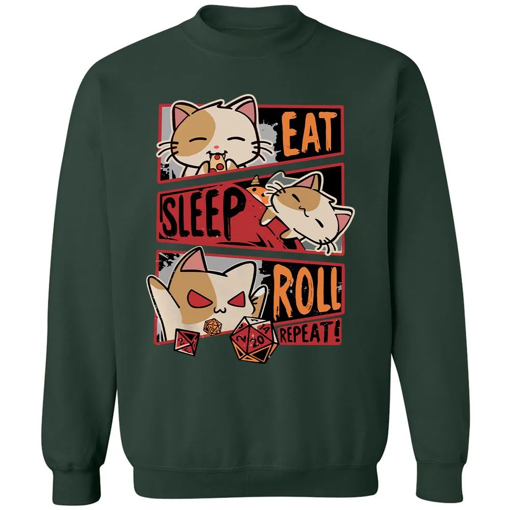 Eat Sleep Roll Repeat Classic Unisex Sweatshirt - Forest Green - 4