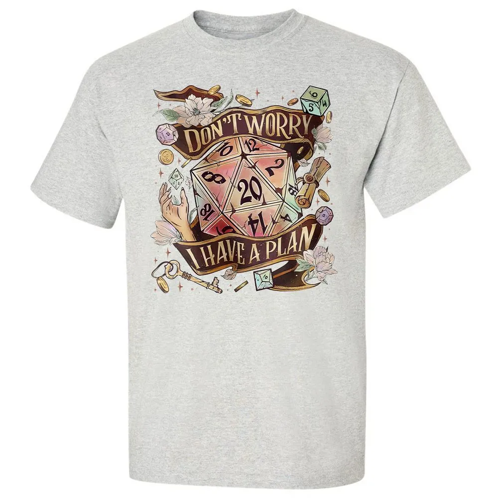 Floral Don't Worry I Have A Plan Classic Unisex T-Shirt - Ash - 2