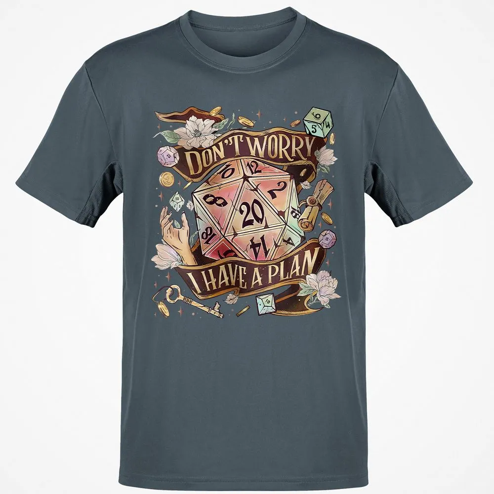 Floral Don't Worry I Have A Plan Classic Unisex T-Shirt - Charcoal - 3