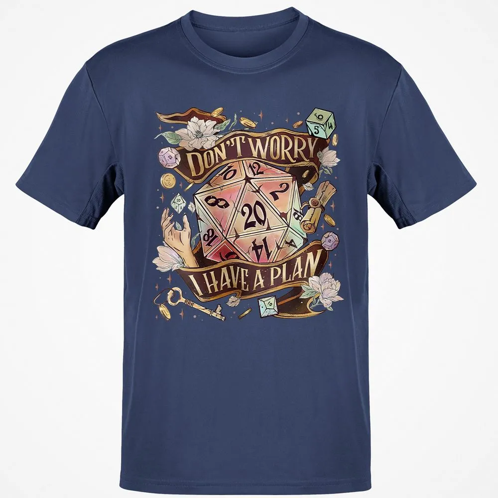 Floral Don't Worry I Have A Plan Classic Unisex T-Shirt - Navy - 7