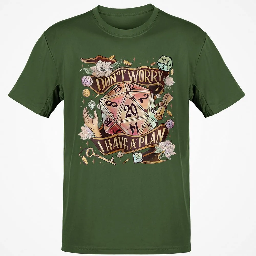 Floral Don't Worry I Have A Plan Classic Unisex T-Shirt - Military Green - 6