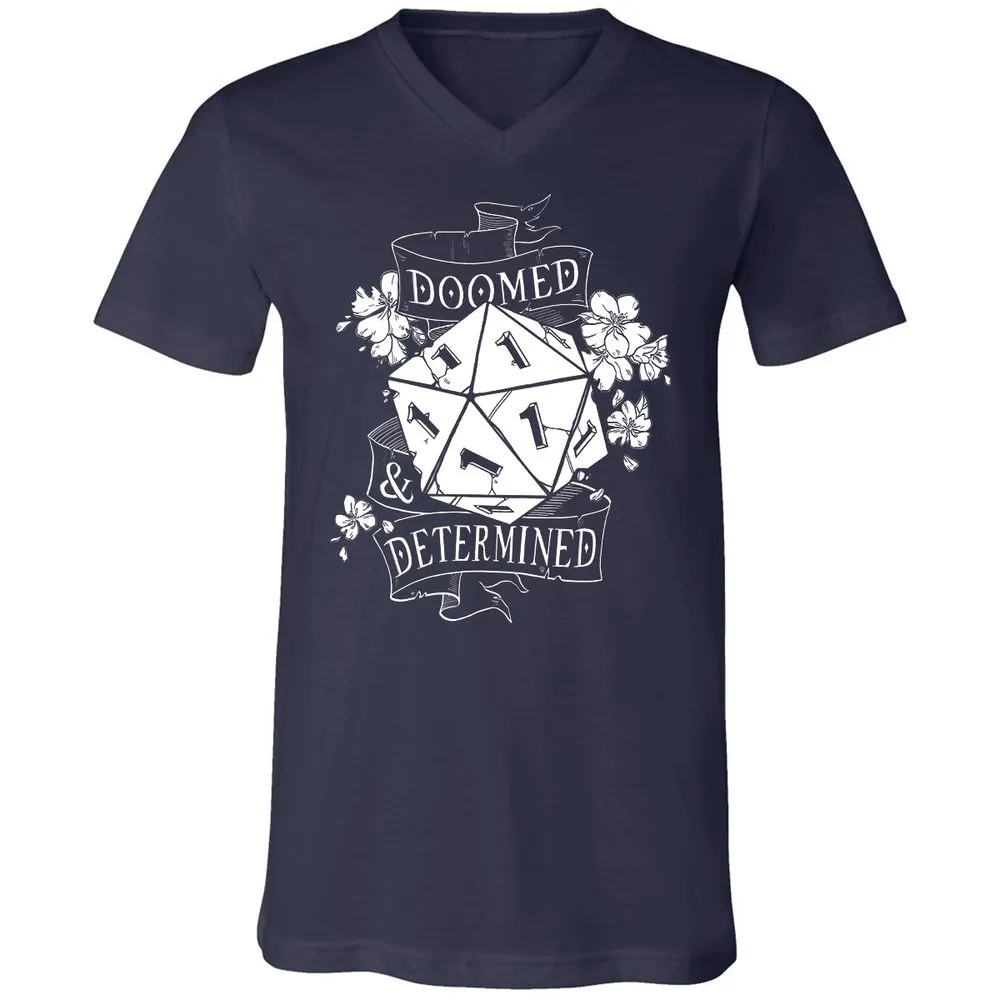 Doomed Determined Unisex V-Neck T-Shirt - Navy - 2