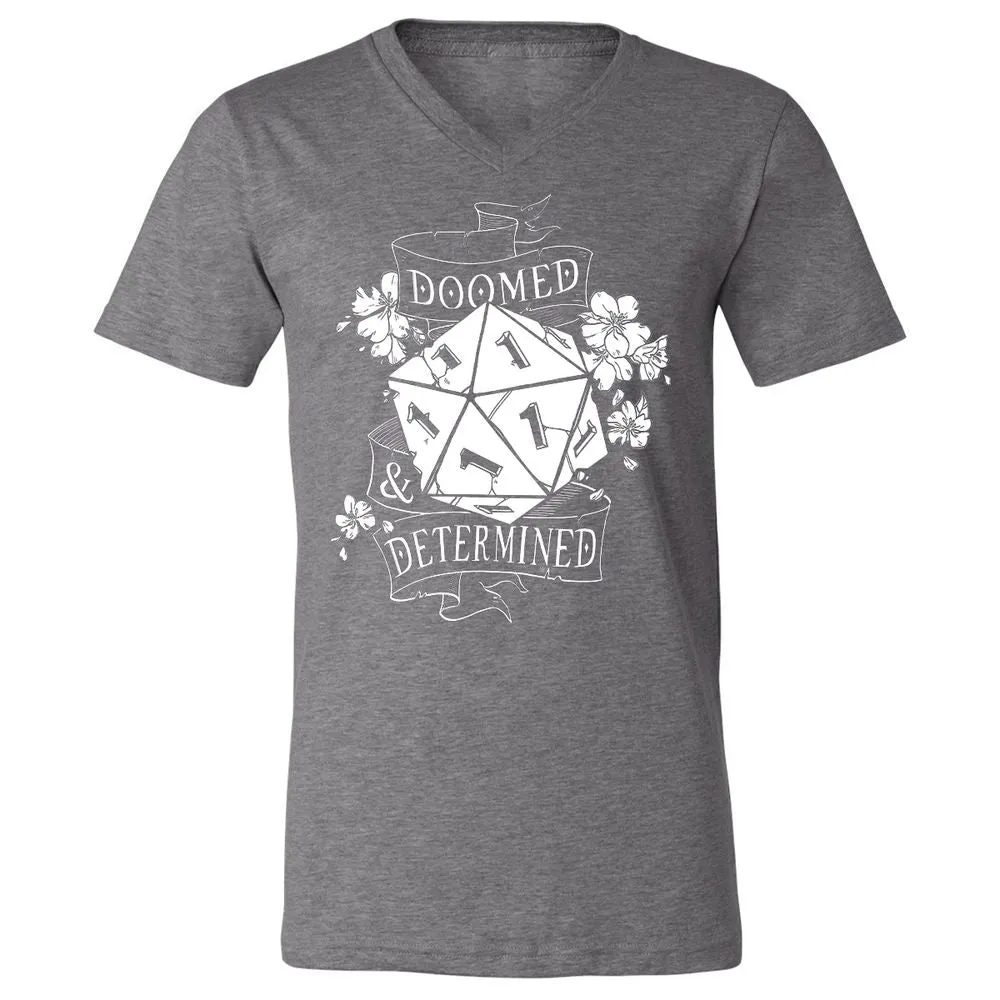 Doomed Determined Unisex V-Neck T-Shirt - Deep Heather - 13
