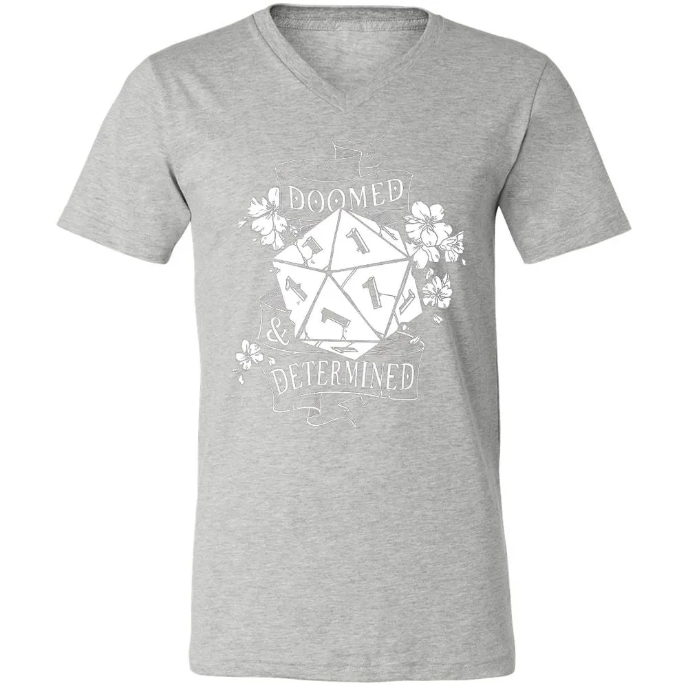 Doomed Determined Unisex V-Neck T-Shirt - Athletic Heather - 7