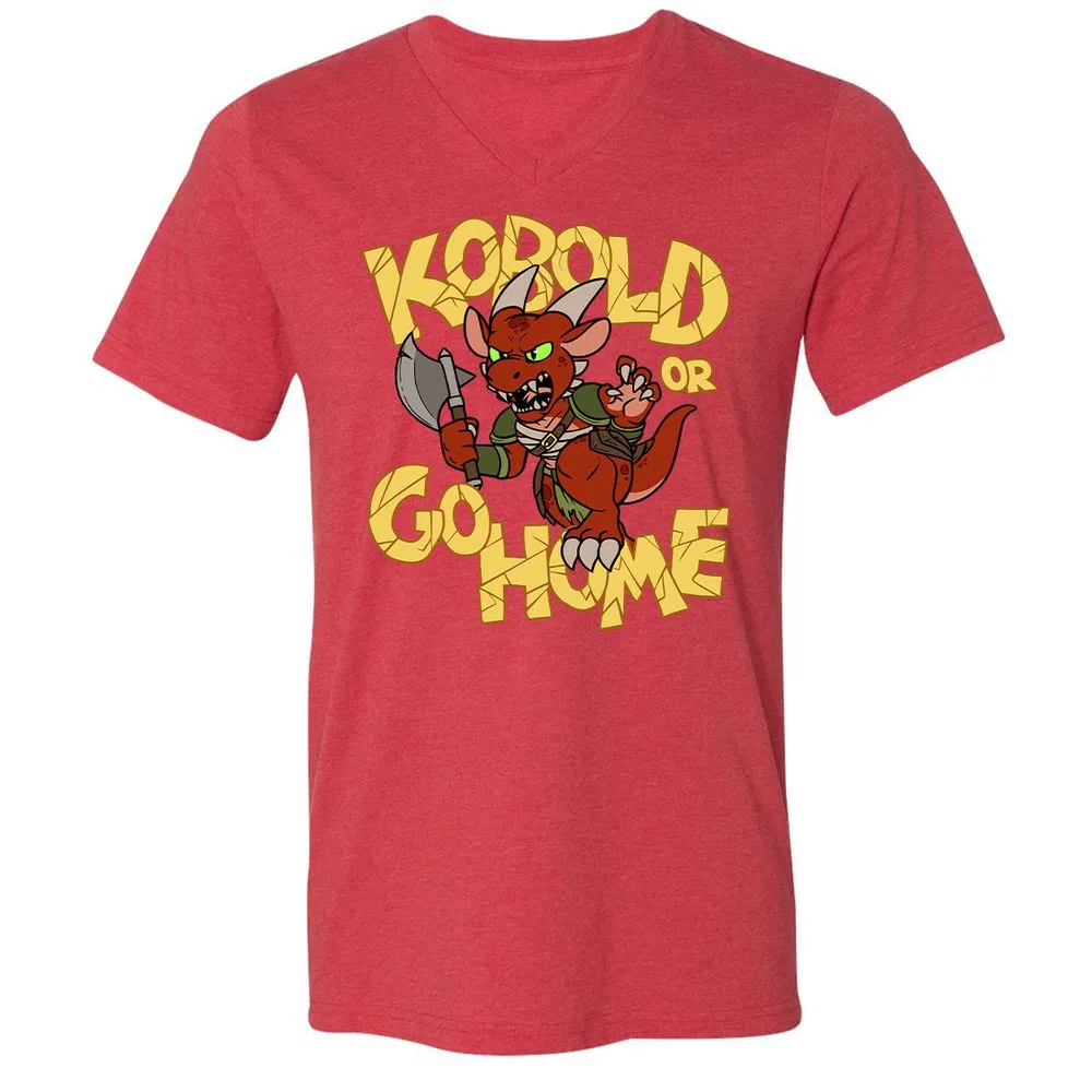 Kobold Or Go Home Unisex V-Neck T-Shirt - Heather Red - 16
