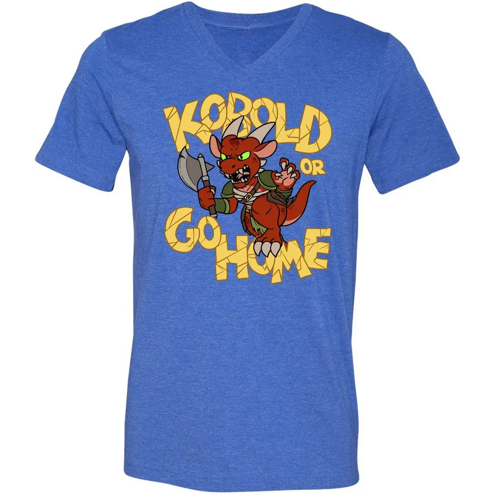 Kobold Or Go Home Unisex V-Neck T-Shirt - Heather True Royal - 14