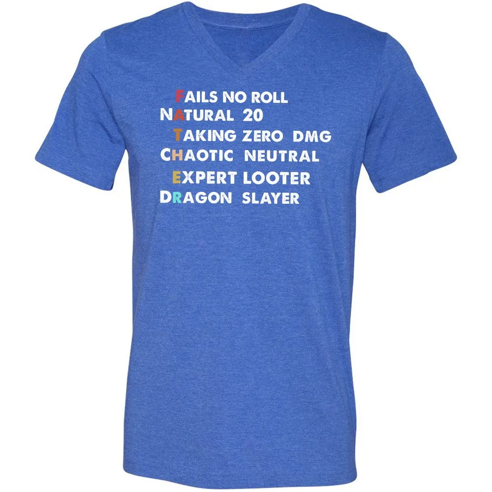 Father D&D Unisex V-Neck T-Shirt - Heather True Royal - 14