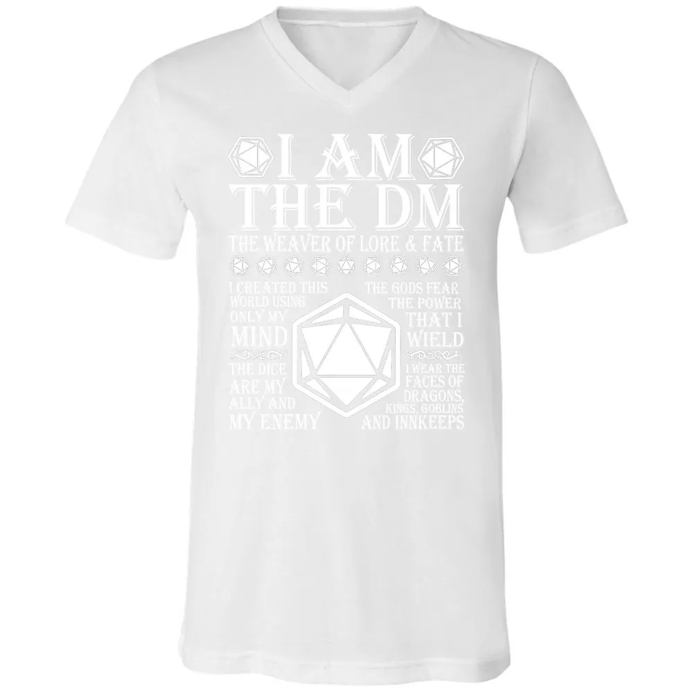 I Am The DM The Weaver Of Lore And Fate Unisex V-Neck T-Shirt - White - 5