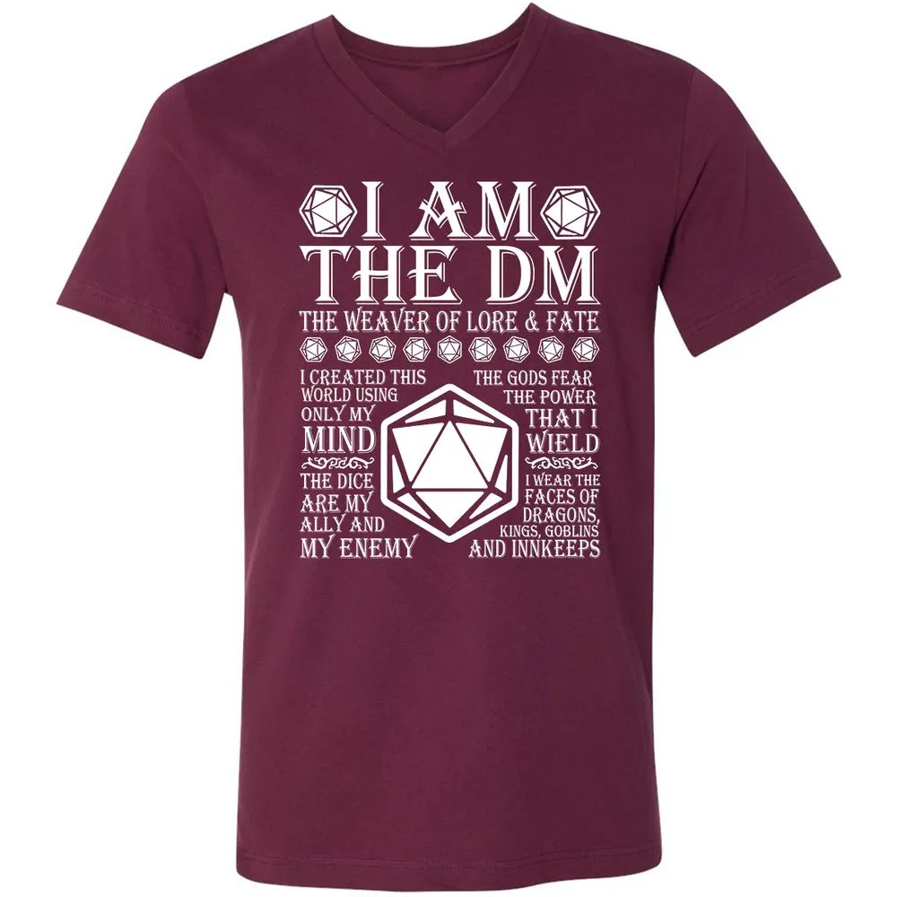 I Am The DM The Weaver Of Lore And Fate Unisex V-Neck T-Shirt - Maroon - 6