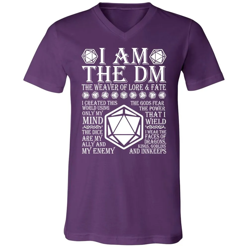 I Am The DM The Weaver Of Lore And Fate Unisex V-Neck T-Shirt - Team Purple - 9