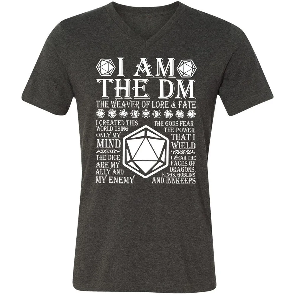 I Am The DM The Weaver Of Lore And Fate Unisex V-Neck T-Shirt - Dark Grey Heather - 8