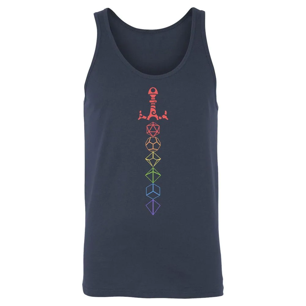 Rainbow Dice Sword LGBT Unisex Jersey Tank - Navy - 2