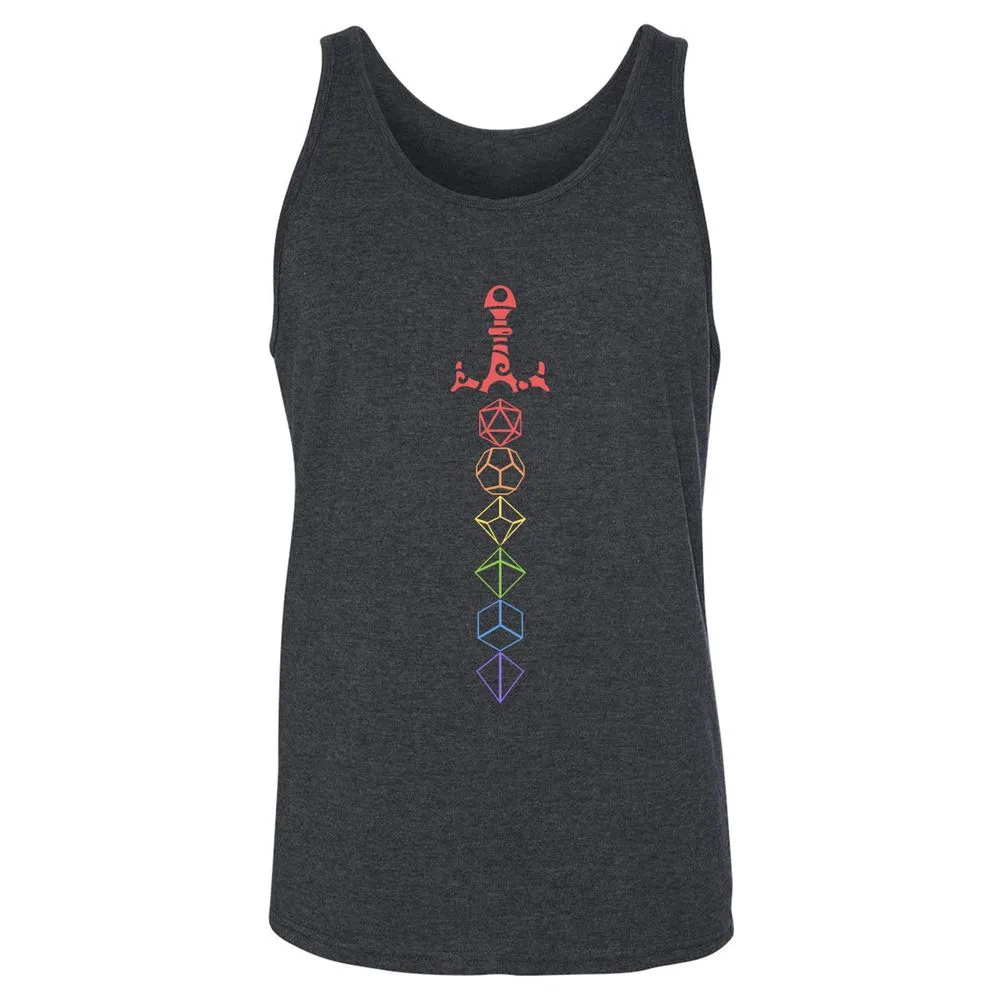 Rainbow Dice Sword LGBT Unisex Jersey Tank - Dark Grey Heather - 6
