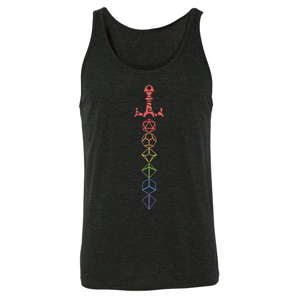 Rainbow Dice Sword LGBT Unisex Jersey Tank - Charcoal Black Triblend - 5