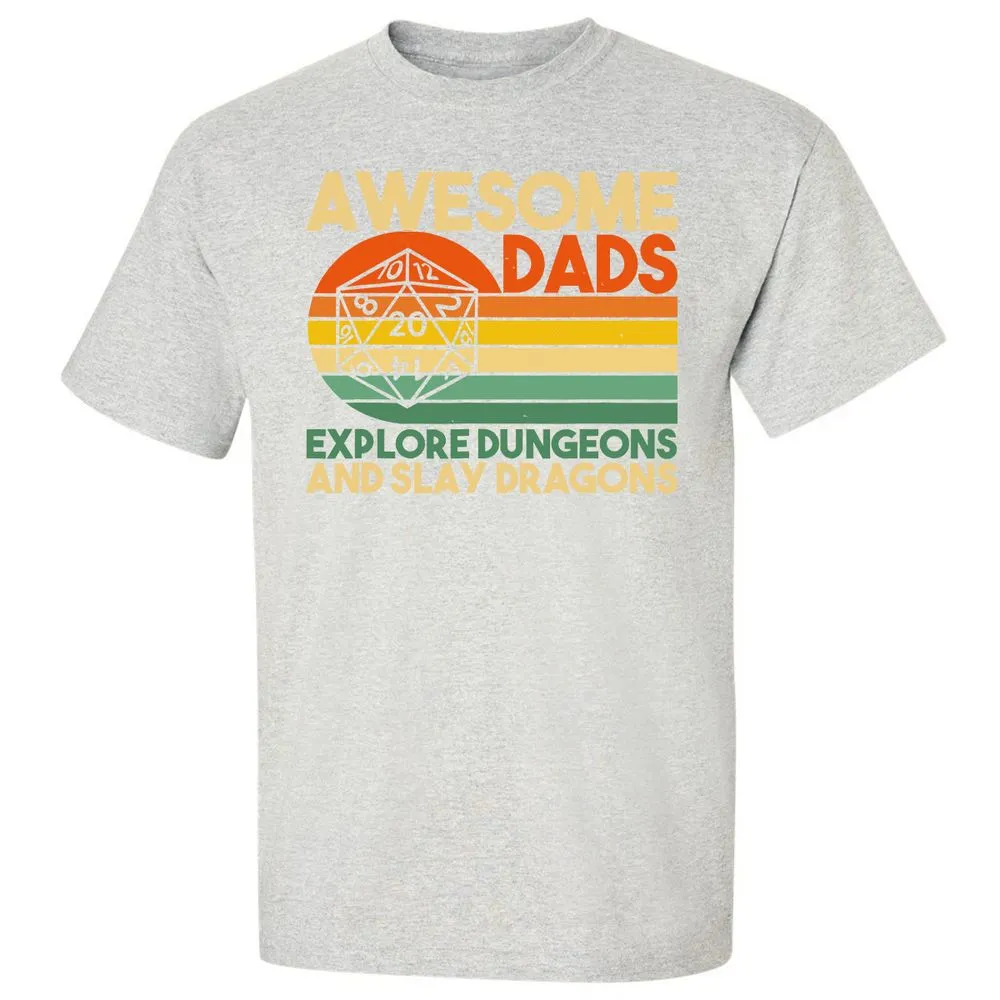 Awesome Dads Explore Dungeons Classic Unisex T-Shirt - Ash - 2