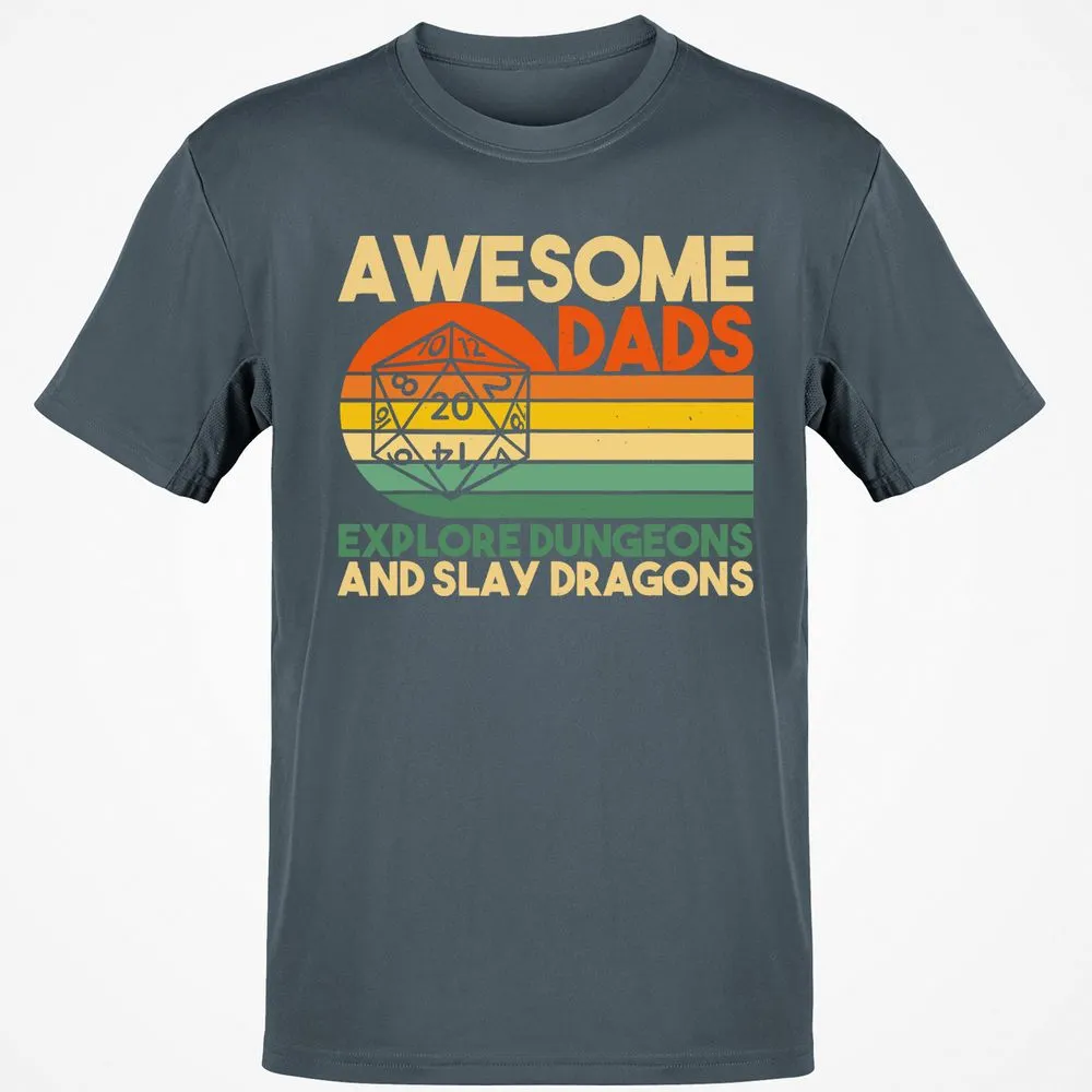 Awesome Dads Explore Dungeons Classic Unisex T-Shirt - Charcoal - 3