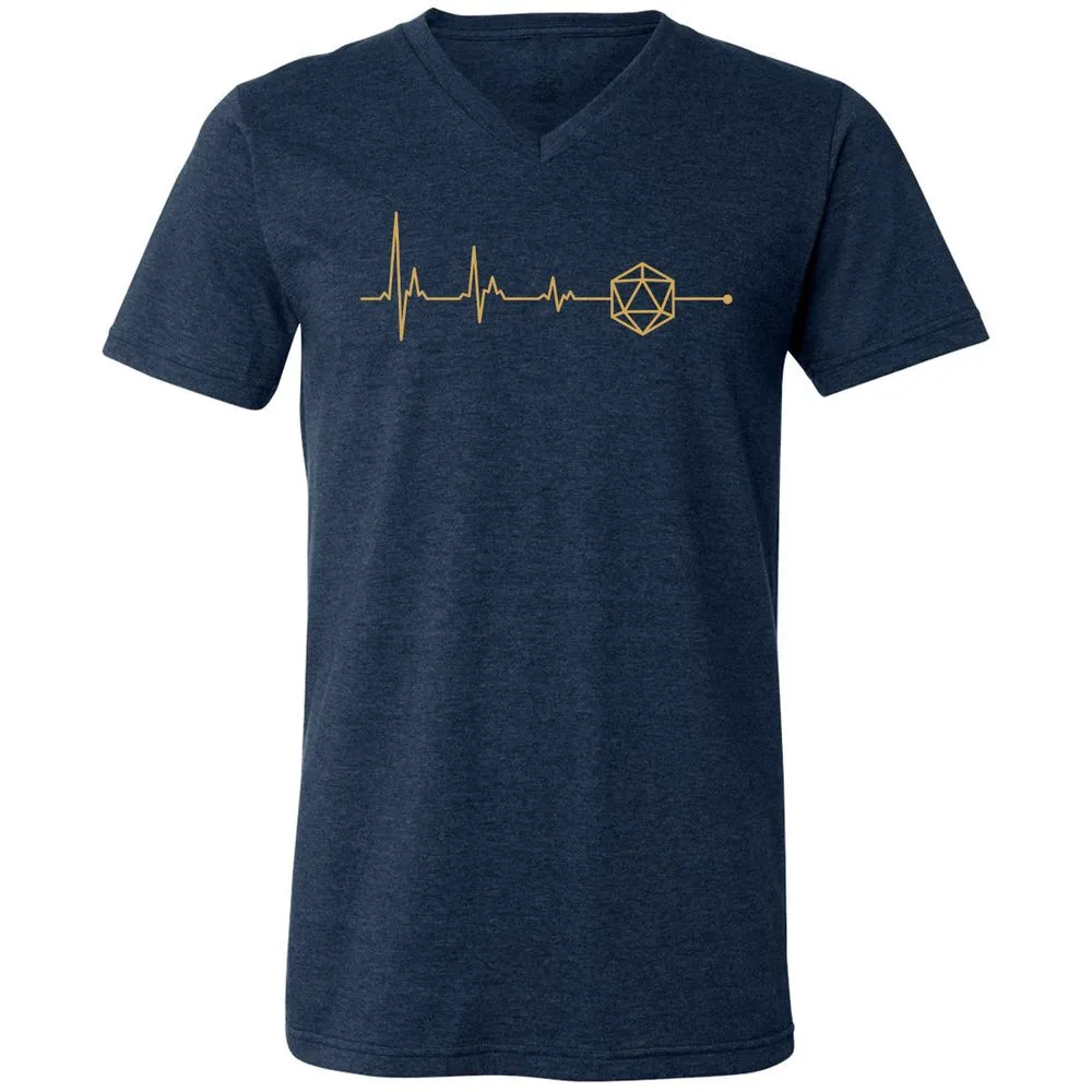 D20 Dice Is My Life Unisex V-Neck T-Shirt - Heather Navy - 15