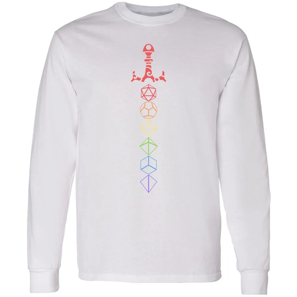 Rainbow Dice Sword LGBT Long Sleeve T-Shirt - White - 5