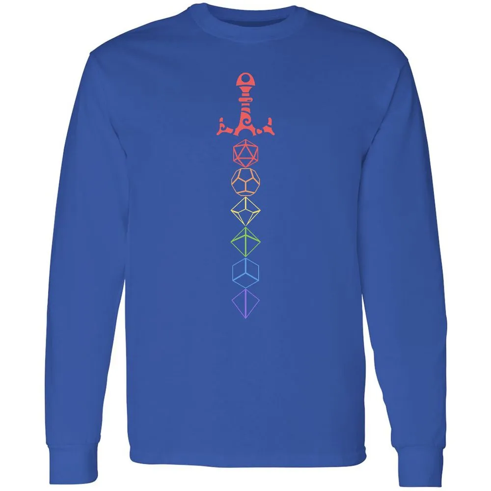 Rainbow Dice Sword LGBT Long Sleeve T-Shirt - Royal - 8