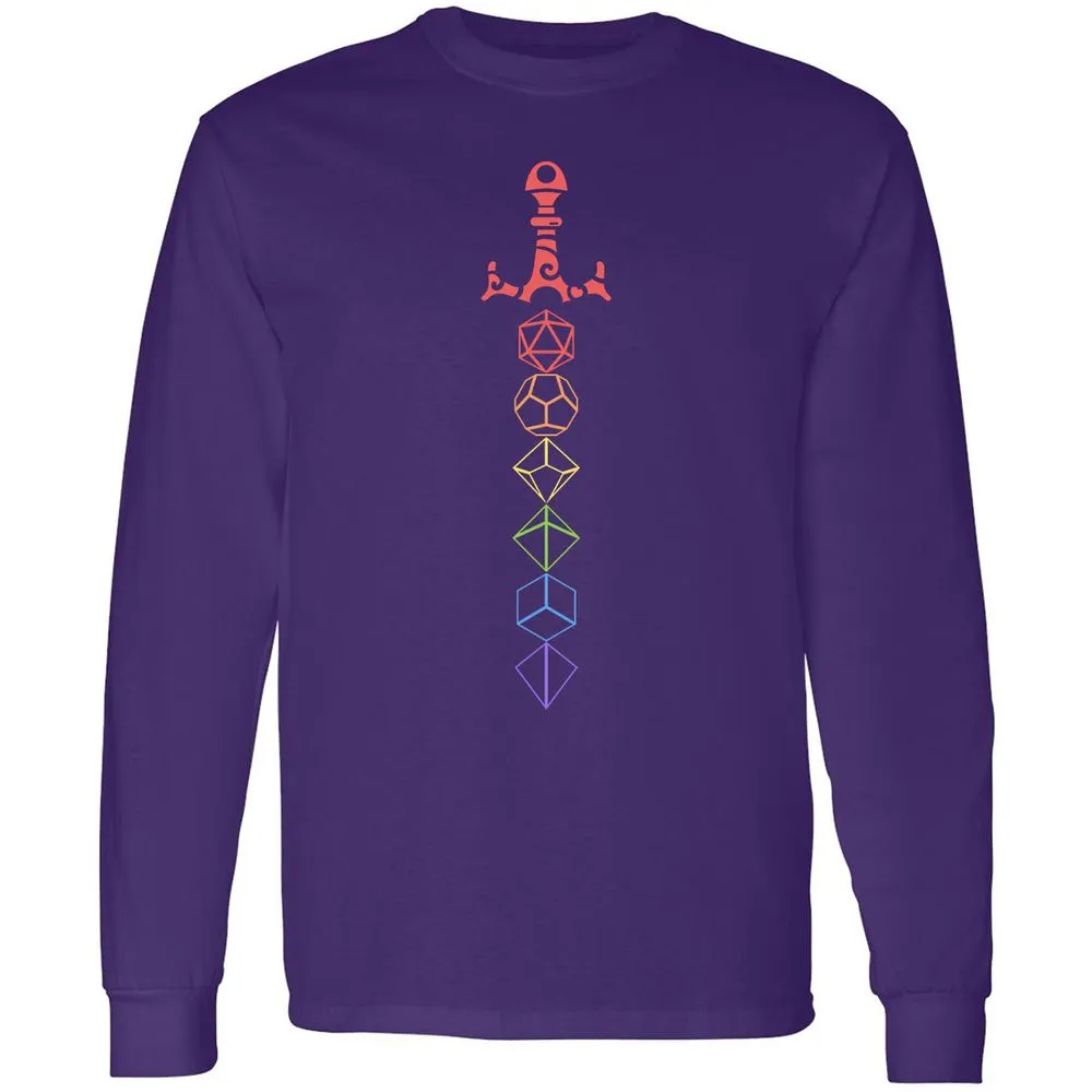 Rainbow Dice Sword LGBT Long Sleeve T-Shirt - Purple - 13