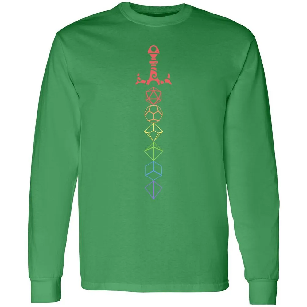 Rainbow Dice Sword LGBT Long Sleeve T-Shirt - Irish Green - 10