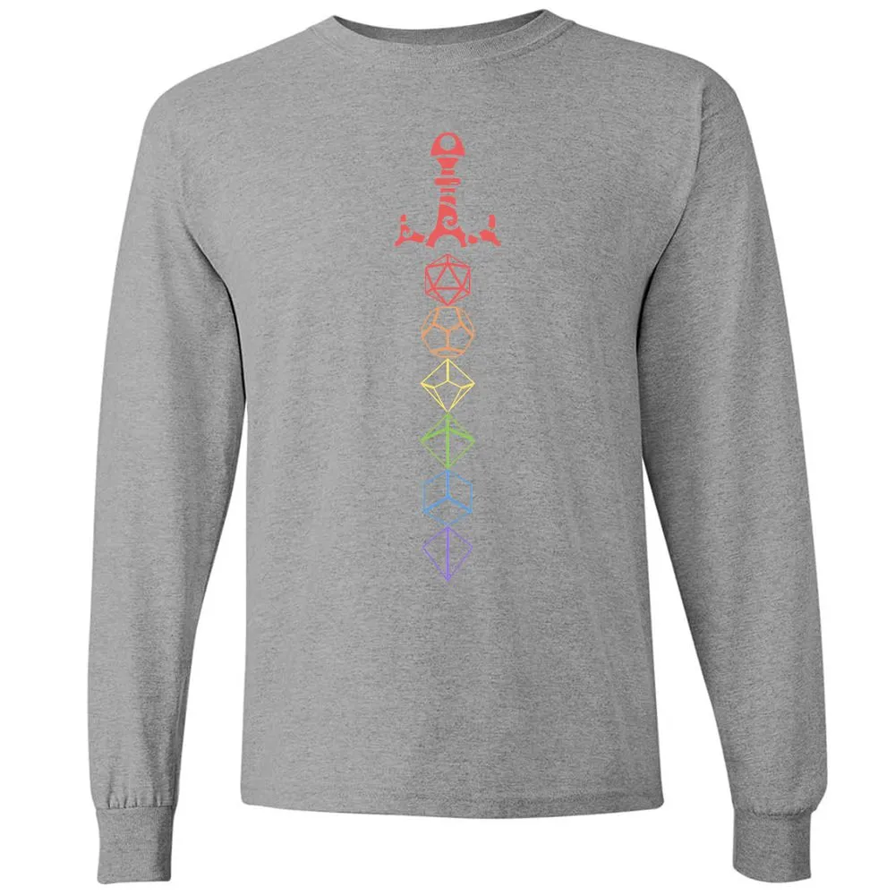 Rainbow Dice Sword LGBT Long Sleeve T-Shirt - Graphite Heather - 6