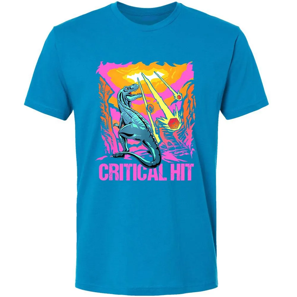 Dinosaur Critical Hit Premium Unisex T-Shirt - Turquoise - 16
