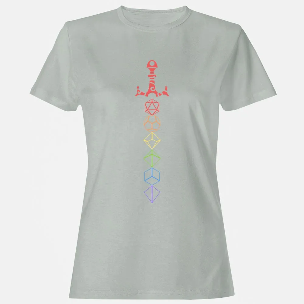 Rainbow Dice Sword LGBT Women's T-Shirt - Ash - 2