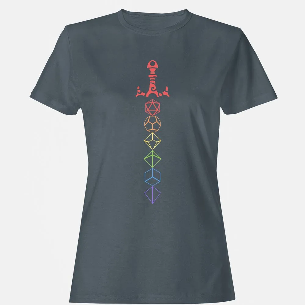 Rainbow Dice Sword LGBT Women's T-Shirt - Charcoal - 3