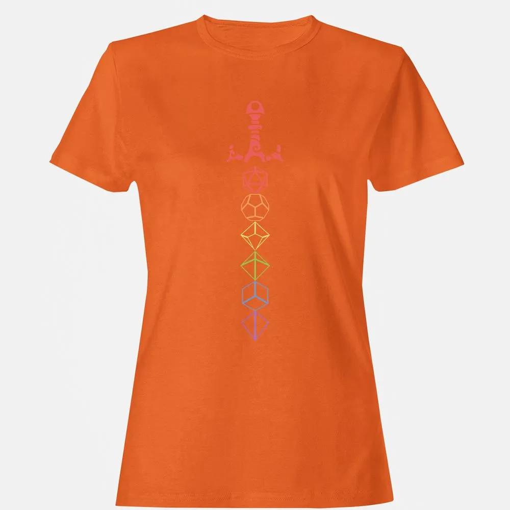 Rainbow Dice Sword LGBT Women's T-Shirt - Orange - 11