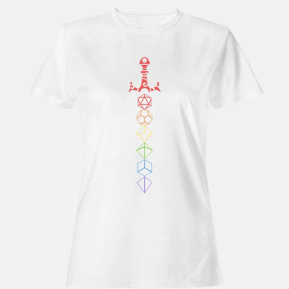 Rainbow Dice Sword LGBT Women's T-Shirt - White - 16