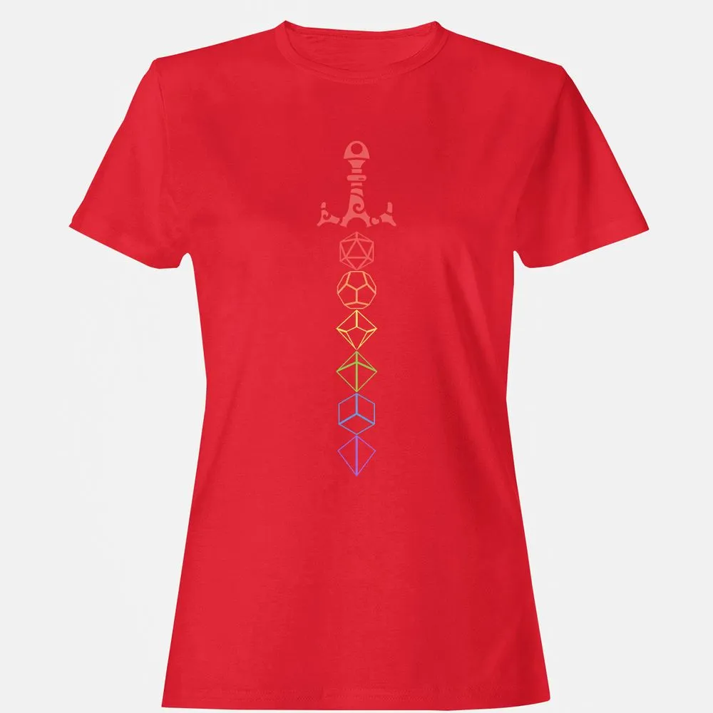Rainbow Dice Sword LGBT Women's T-Shirt - Red - 13