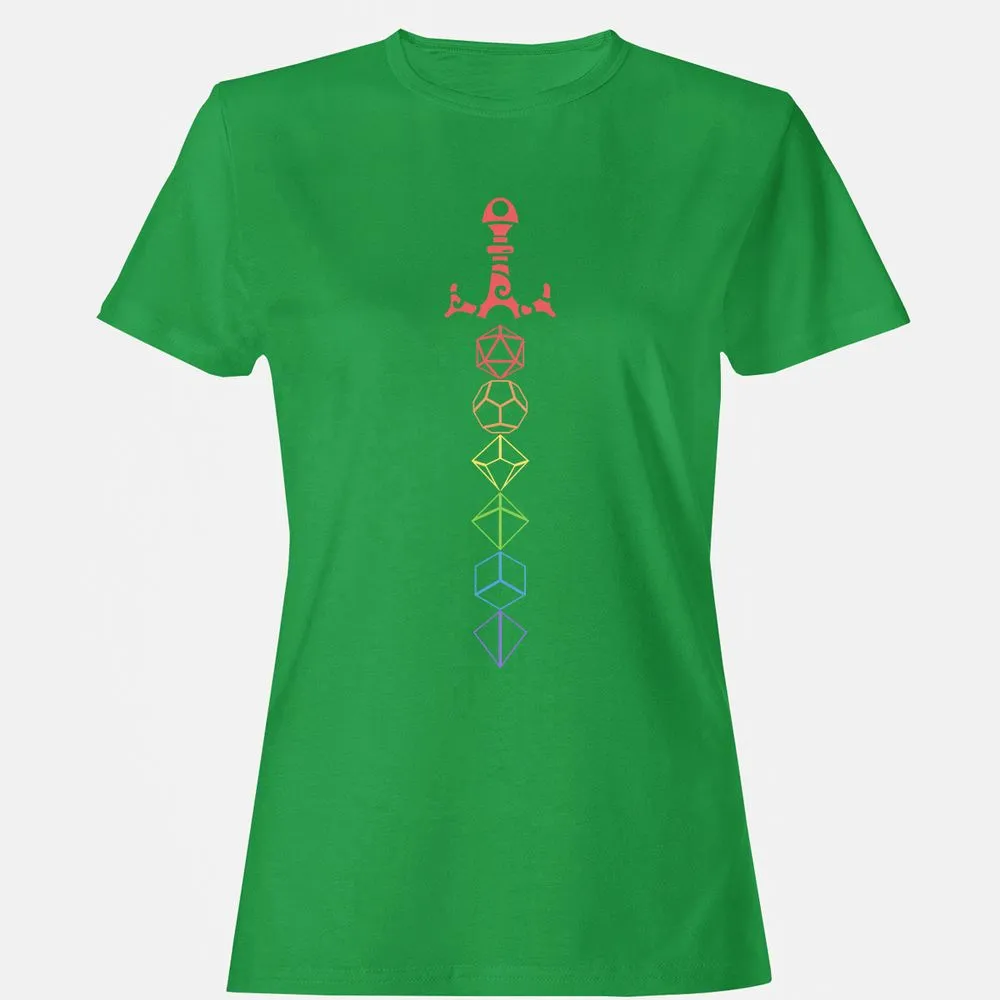 Rainbow Dice Sword LGBT Women's T-Shirt - Irish Green - 7