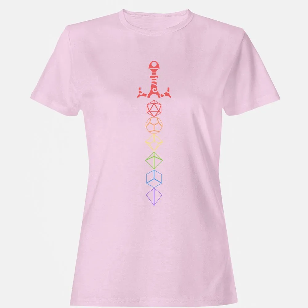 Rainbow Dice Sword LGBT Women's T-Shirt - Light Pink - 9
