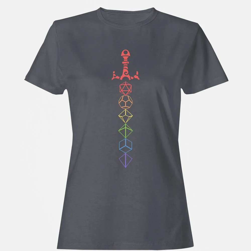 Rainbow Dice Sword LGBT Women's T-Shirt - Dark Heather - 5
