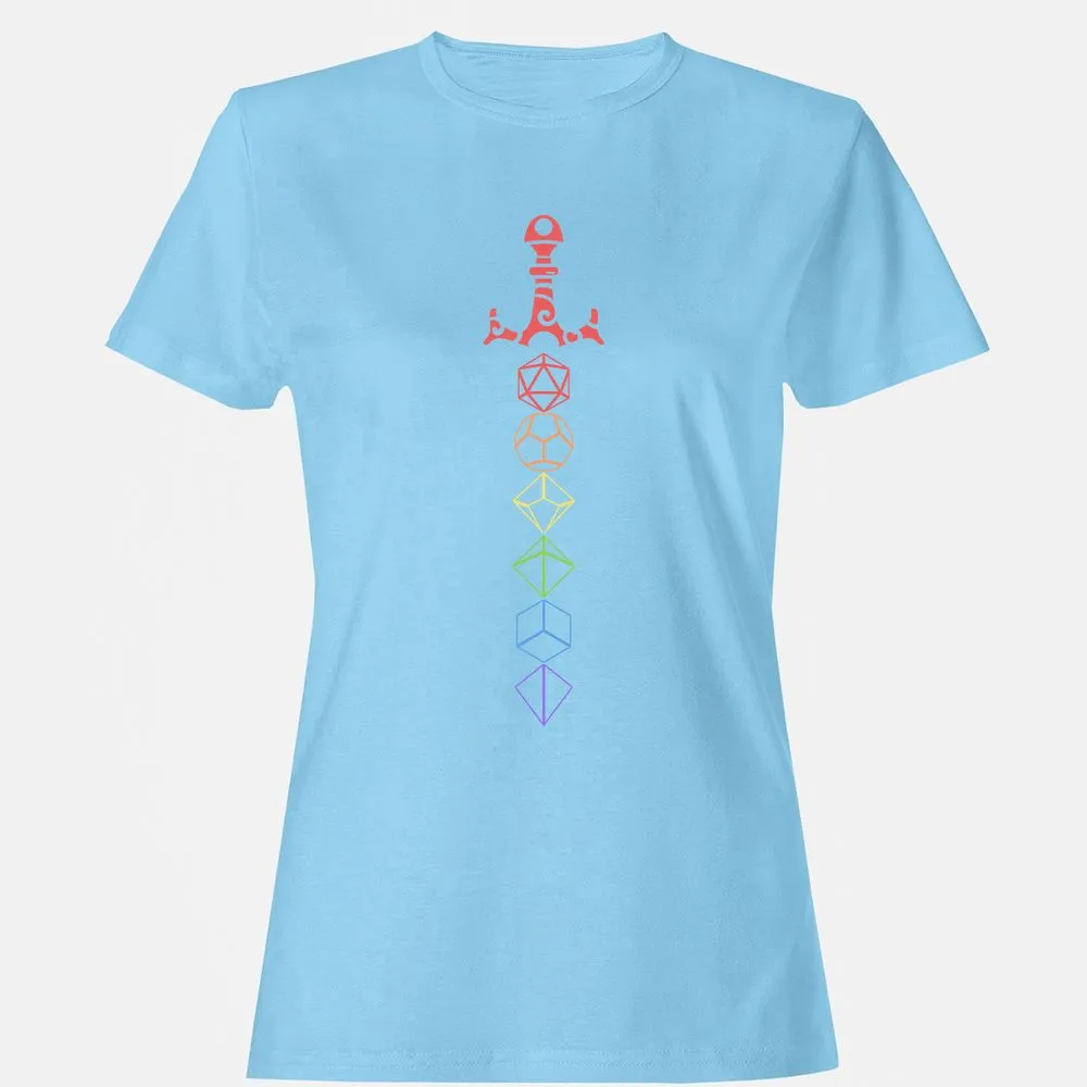 Rainbow Dice Sword LGBT Women's T-Shirt - Light Blue - 8