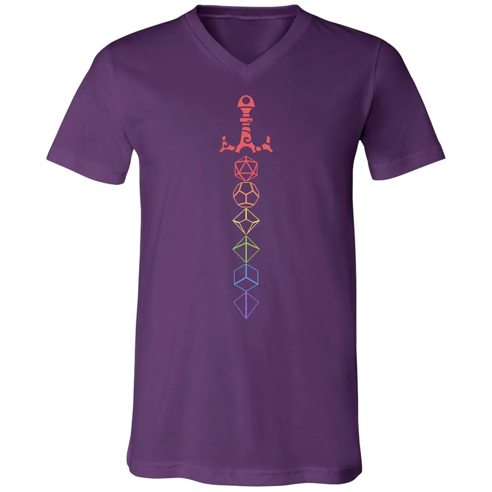 Rainbow Dice Sword LGBT Unisex V-Neck T-Shirt - Team Purple - 9